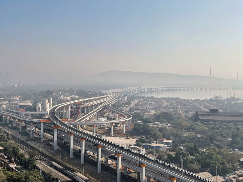 A daytime picture of the new Mumbai Trans Harbour Link bridge
