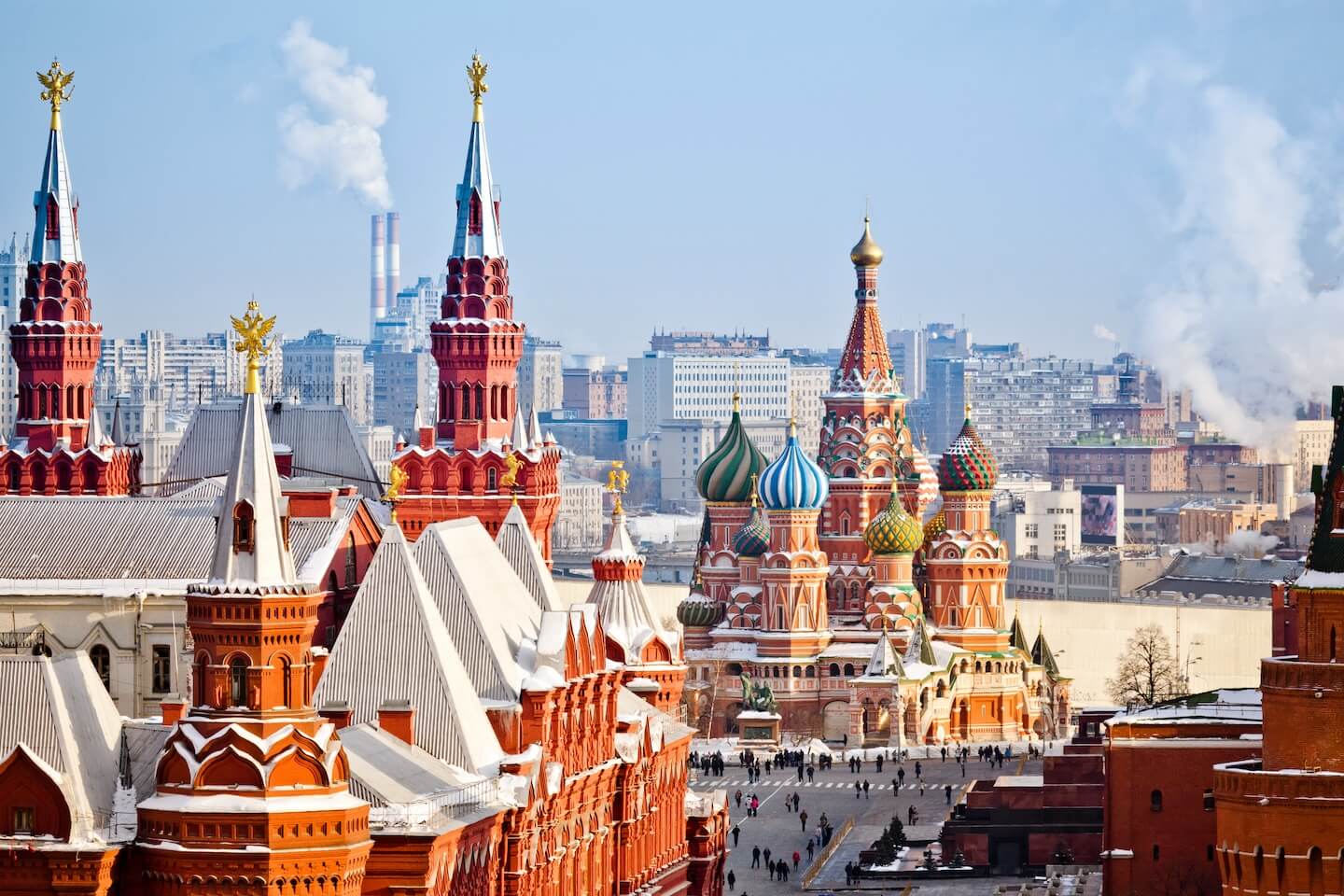 A daytime image of the Kremlin in Moscow, Russia